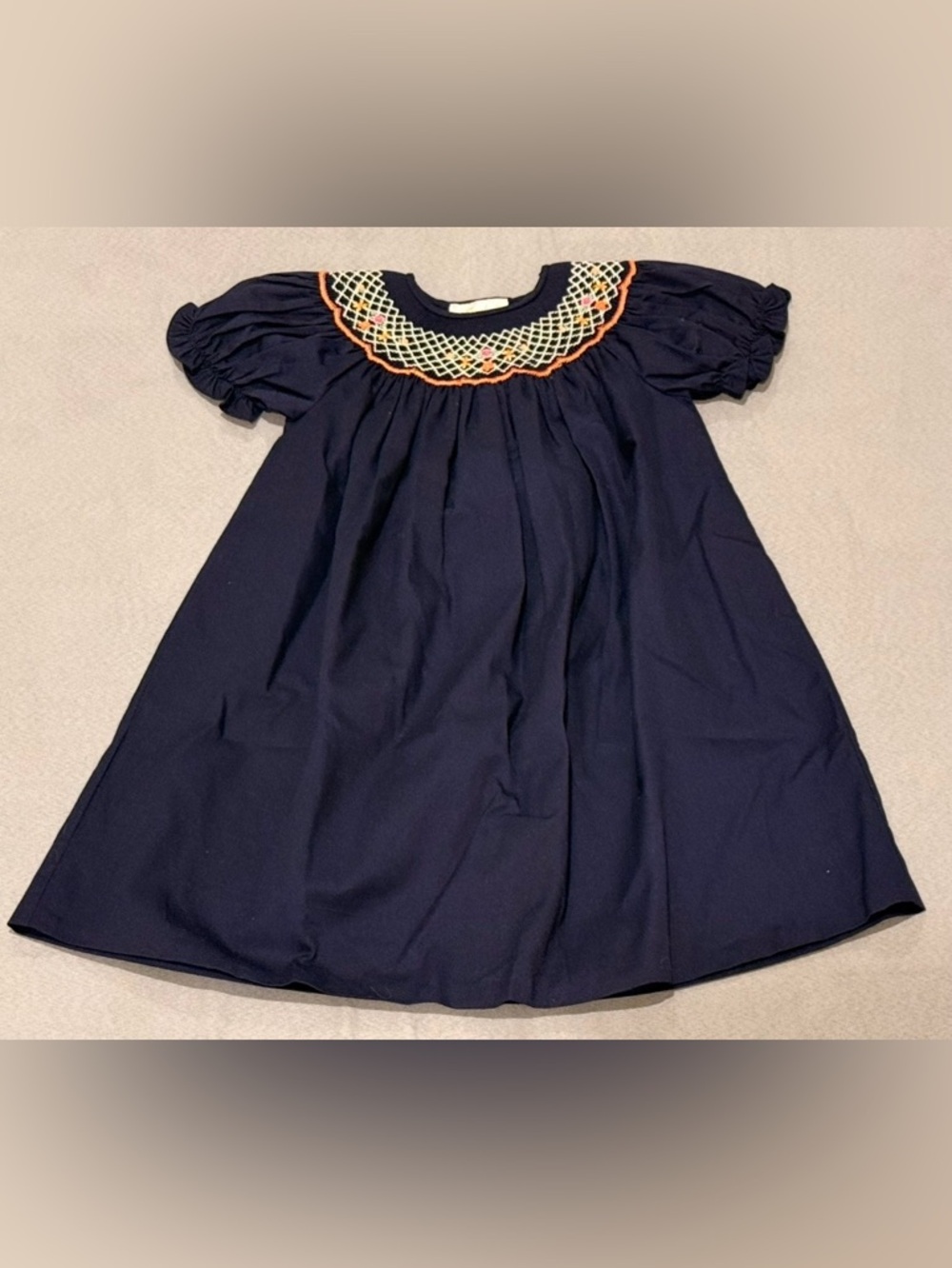 Navy blue smocked dress
